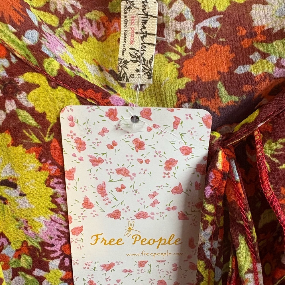 Free People Juniors Say It To Me Bodysuit Orange Yellow Sheer XS - Picture 8 of 8